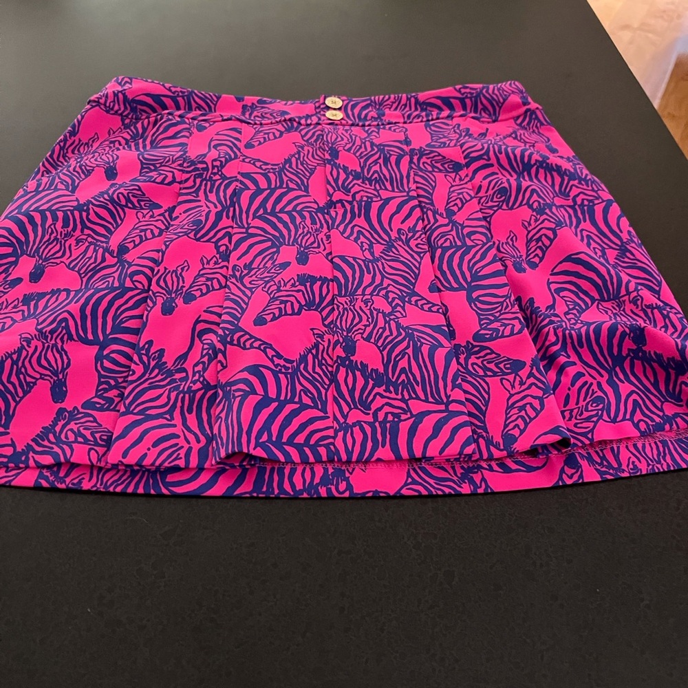 Lilly Pulitzer Vibrant Pink and Blue Zebra Mini Skirt